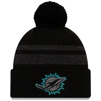 Men's New Era Black Miami Dolphins Dispatch Cuffed Knit Hat With Pom