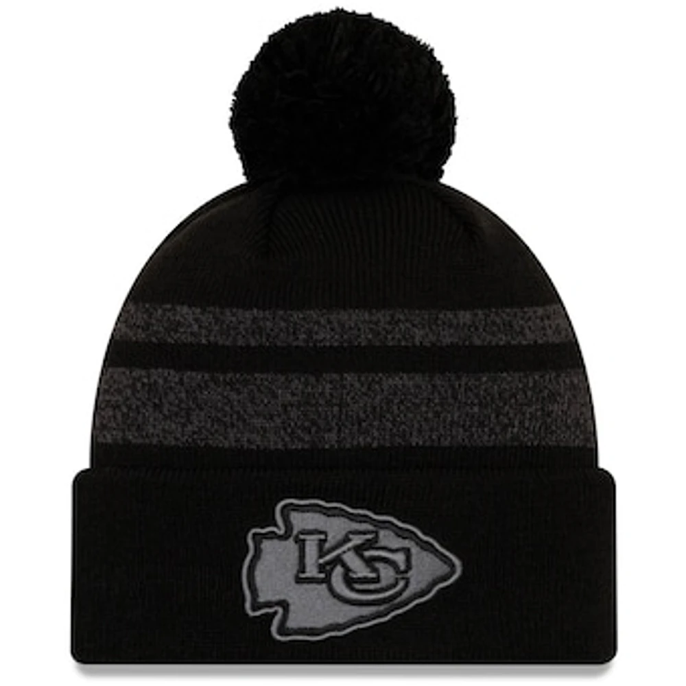 Men's New Era Black Kansas City Chiefs Dispatch Cuffed Knit Hat With Pom