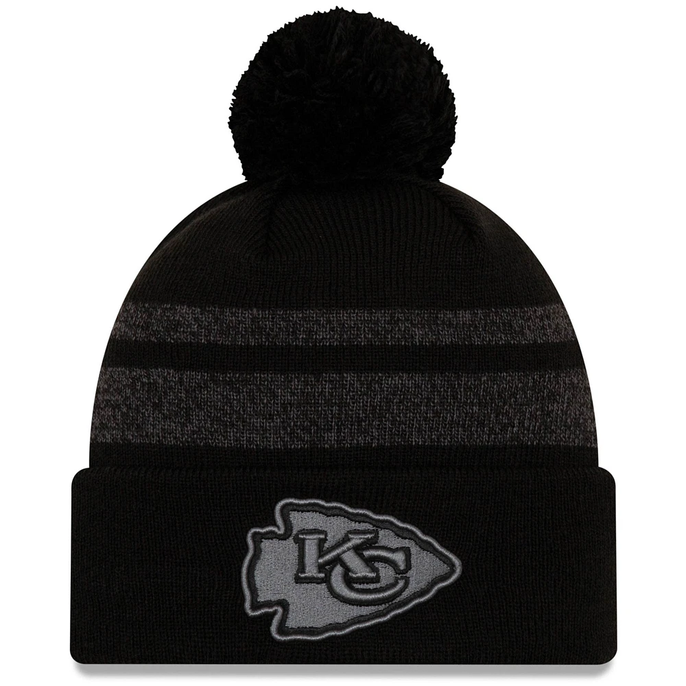 Men's New Era Black Kansas City Chiefs Dispatch Cuffed Knit Hat With Pom