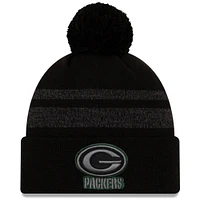 Men's New Era Black Green Bay Packers Dispatch Cuffed Knit Hat With Pom