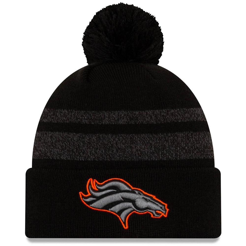 Men's New Era Black Denver Broncos Dispatch Cuffed Knit Hat With Pom