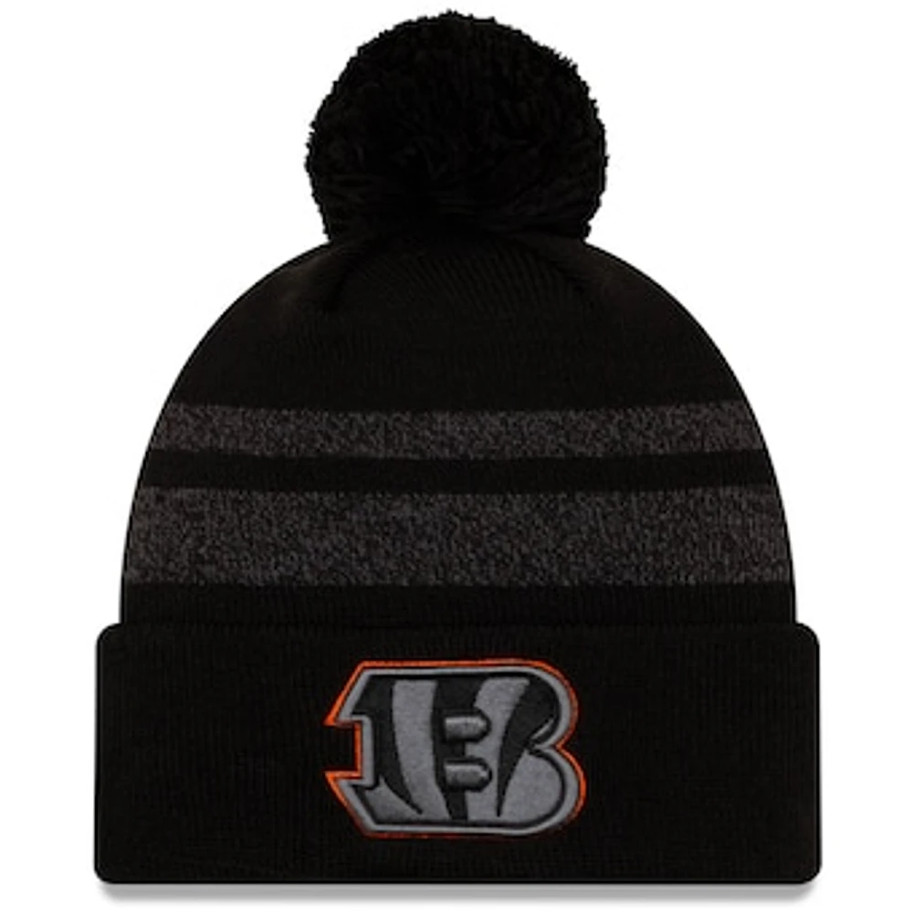 Men's New Era Black Cincinnati Bengals Dispatch Cuffed Knit Hat With Pom