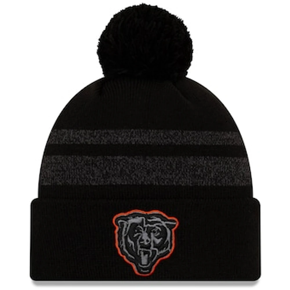 Men's New Era Black Chicago Bears Dispatch Cuffed Knit Hat With Pom