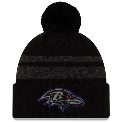 Men's New Era Black Baltimore Ravens Dispatch Cuffed Knit Hat With Pom