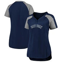 Women's Fanatics Navy/Gray New York Yankees Iconic League Diva Raglan V-Neck T-Shirt