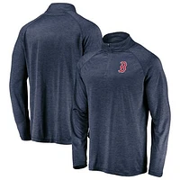 Men's Fanatics Navy Boston Red Sox Iconic Striated Primary Logo Raglan Quarter-Zip Pullover Jacket