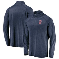Men's Fanatics Navy Boston Red Sox Iconic Striated Primary Logo Raglan Quarter-Zip Pullover Jacket