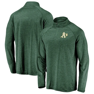 Men's Green Athletics Iconic Striated Primary Logo Raglan Quarter-Zip Pullover Jacket