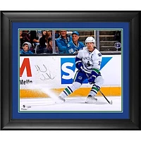 Henrik Sedin Vancouver Canucks Framed Autographed 16" x 20" White Jersey Stopping Photograph