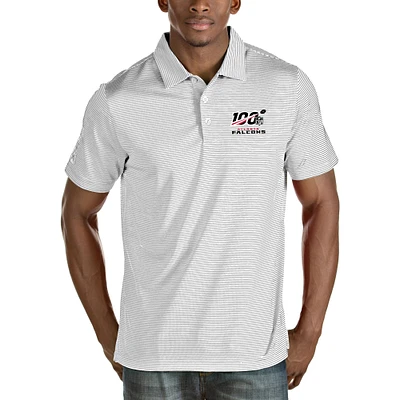 Men's Antigua White/Silver Atlanta Falcons NFL 100 Quest Polo