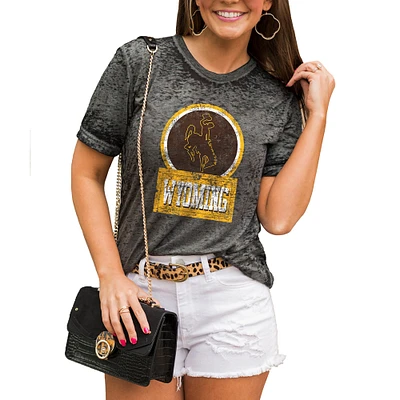 Women's Charcoal Wyoming Cowboys Better Than Basic Boyfriend T-Shirt