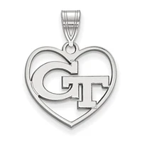 Women's Georgia Tech Yellow Jackets Sterling Silver Logo Heart Pendant