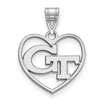 Women's Georgia Tech Yellow Jackets Sterling Silver Logo Heart Pendant