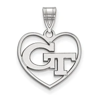 Women's Georgia Tech Yellow Jackets Sterling Silver Logo Heart Pendant