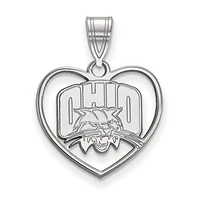 Women's Ohio Bobcats Sterling Silver Logo Heart Pendant