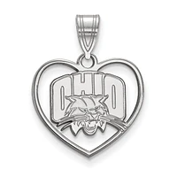Women's Ohio Bobcats Sterling Silver Logo Heart Pendant