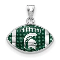 Women's Michigan State Spartans Sterling Silver Enameled Football Logo Pendant