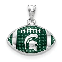 Women's Michigan State Spartans Sterling Silver Enameled Football Logo Pendant