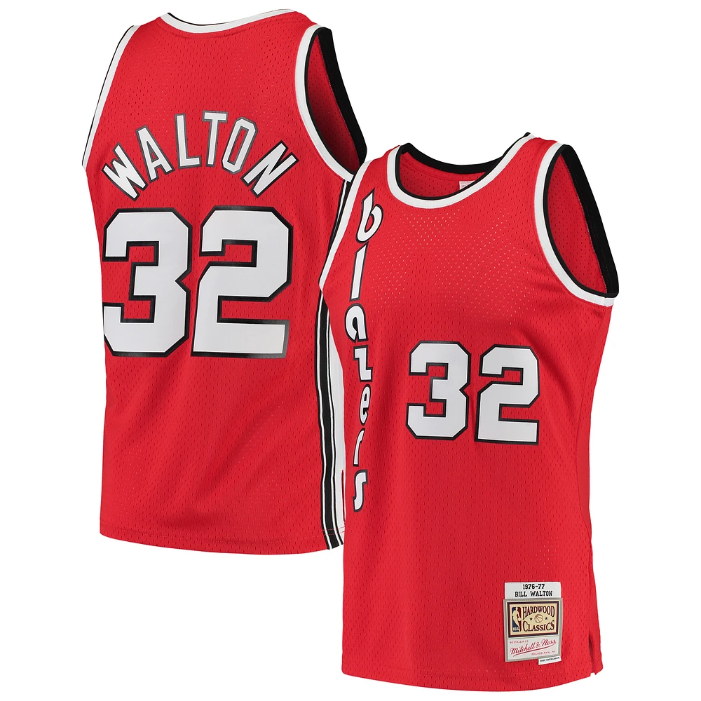 Men's Mitchell & Ness Bill Walton Red Portland Trail Blazers 1976/77 Hardwood Classics Swingman Jersey