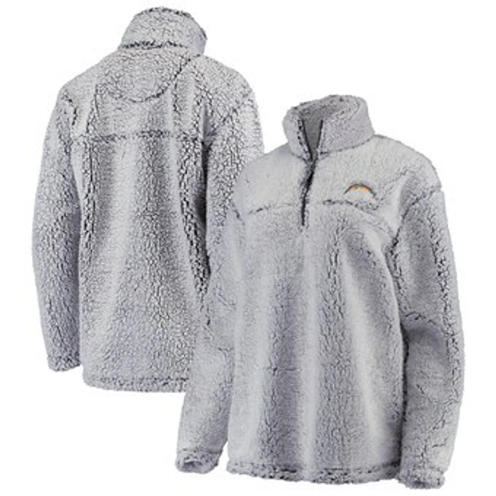 Women's G-III 4Her by Carl Banks Gray Los Angeles Chargers Sherpa Quarter-Zip Pullover Jacket