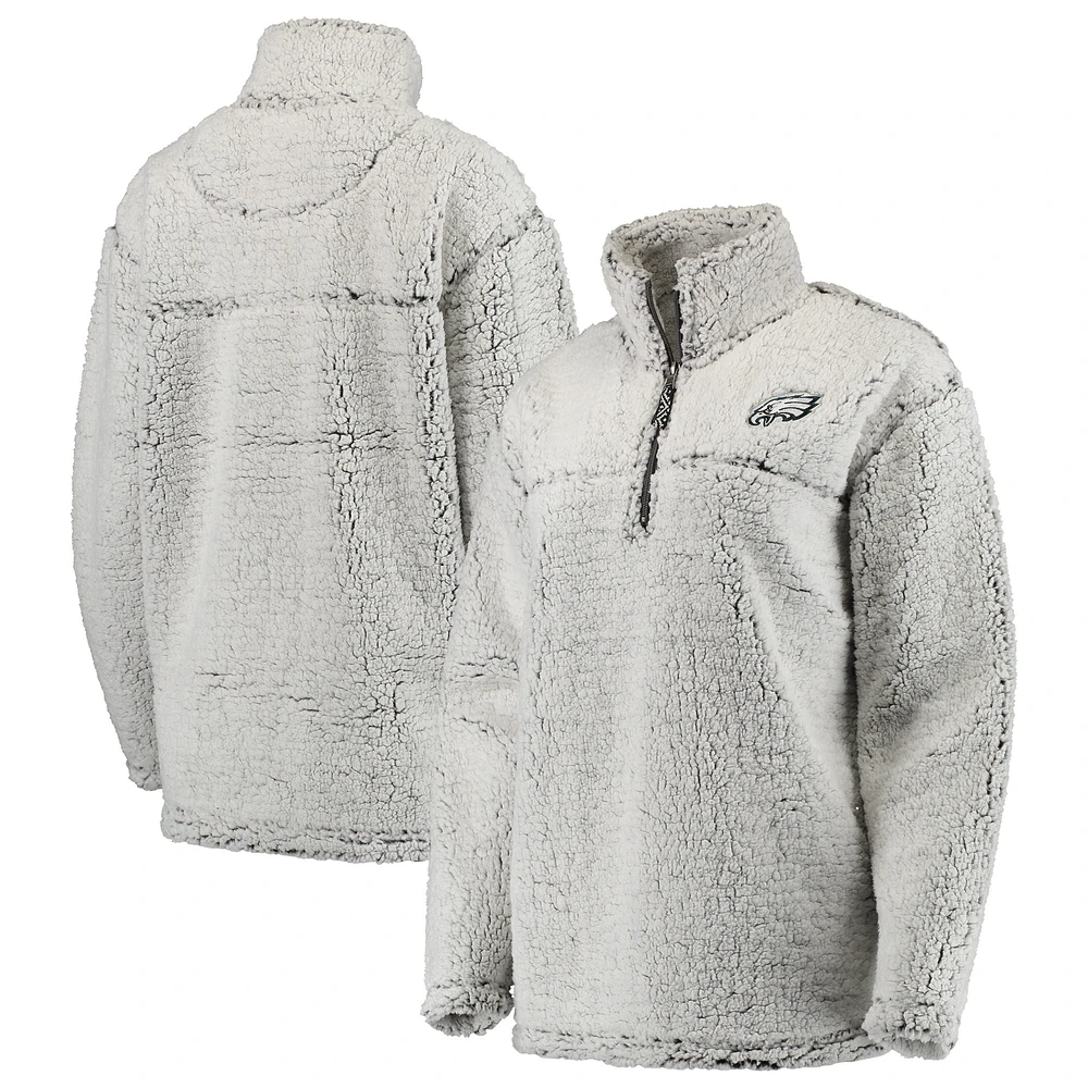 Women's Gray Philadelphia Eagles Sherpa Quarter-Zip Pullover Jacket