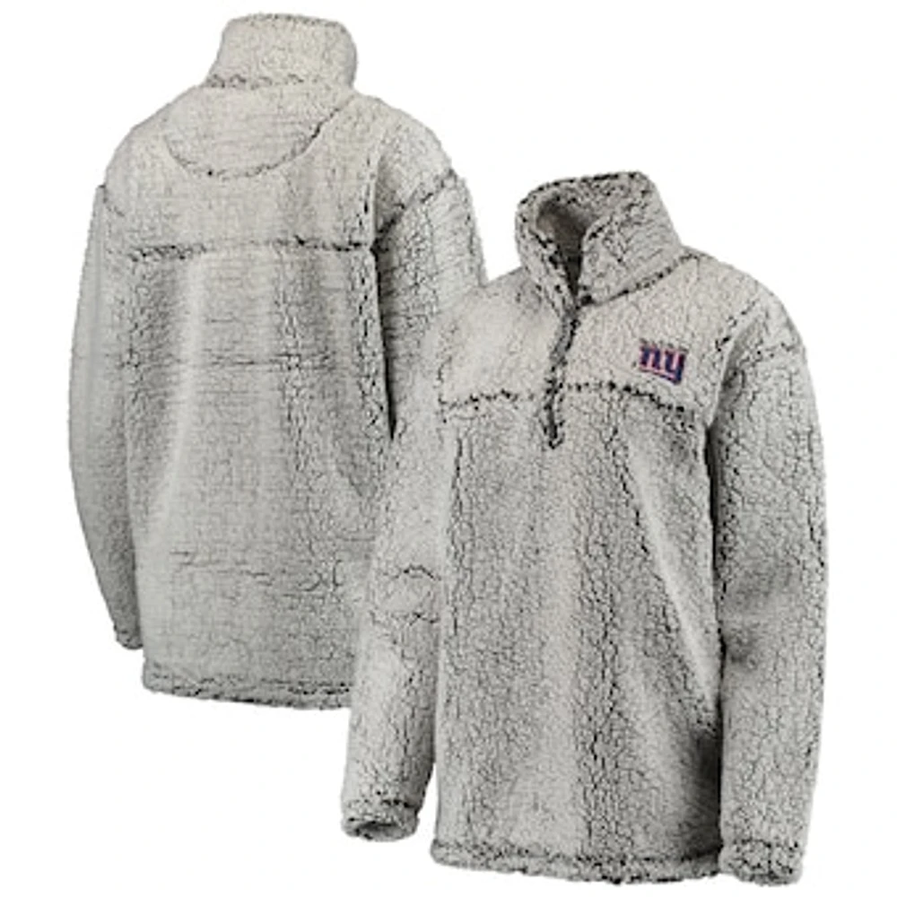 Women's Gray New York Giants Sherpa Quarter-Zip Pullover Jacket