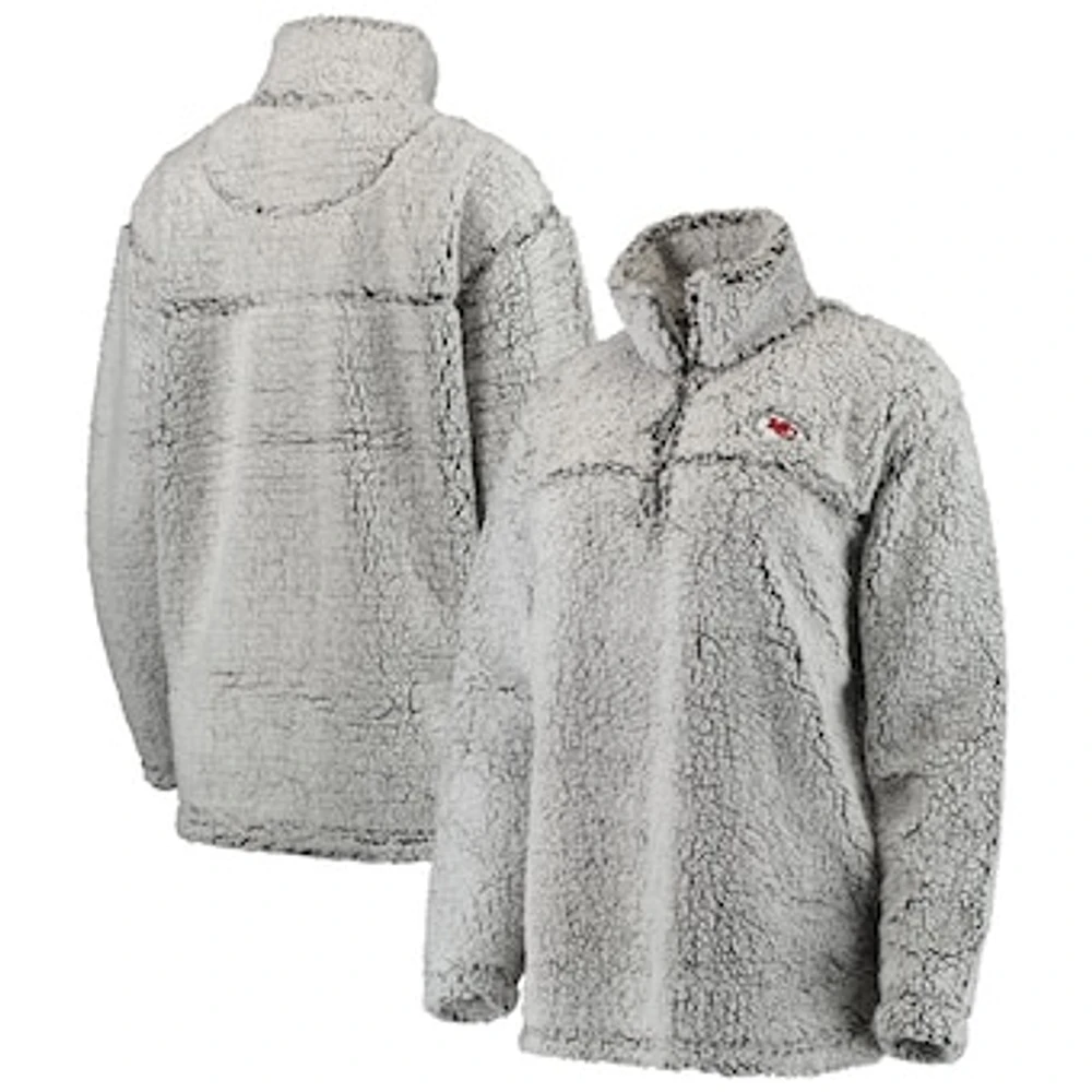 Women's Gray Kansas City Chiefs Sherpa Quarter-Zip Pullover Jacket