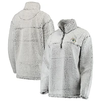 Women's Gray Green Bay Packers Sherpa Quarter-Zip Pullover Jacket