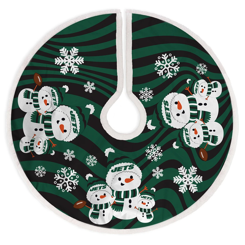 New York Jets Snowman Sherpa Christmas Tree Skirt