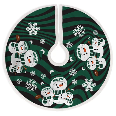 New York Jets Snowman Sherpa Christmas Tree Skirt
