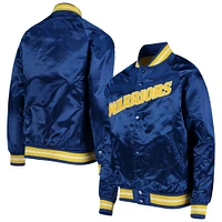 Youth Mitchell & Ness Royal Golden State Warriors Hardwood Classics Satin Raglan Full-Snap Jacket