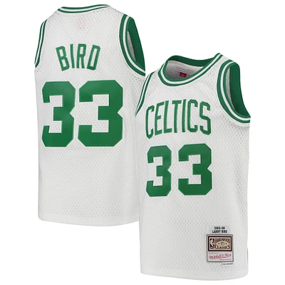 Youth Mitchell & Ness Larry Bird White Boston Celtics 1985-86 Hardwood Classics Swingman Throwback Jersey