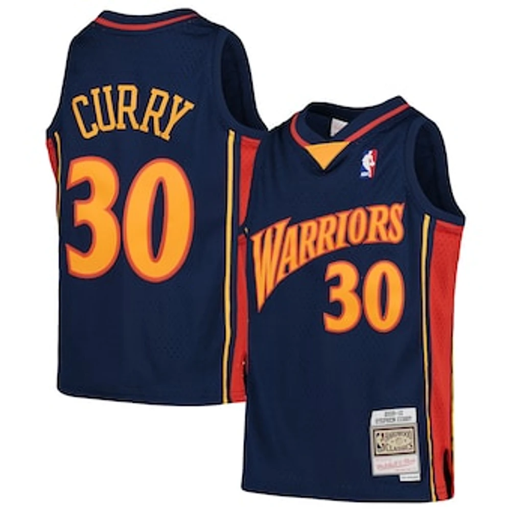 Youth Mitchell & Ness Stephen Curry Navy Golden State Warriors 2009-10 Hardwood Classics Swingman Throwback Jersey