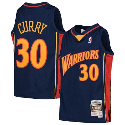 Youth Mitchell & Ness Stephen Curry Navy Golden State Warriors 2009-10 Hardwood Classics Swingman Throwback Jersey