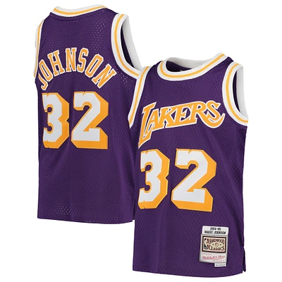 Youth Mitchell & Ness Magic Johnson Purple Los Angeles Lakers 1984-85 Hardwood Classics Swingman Throwback Jersey