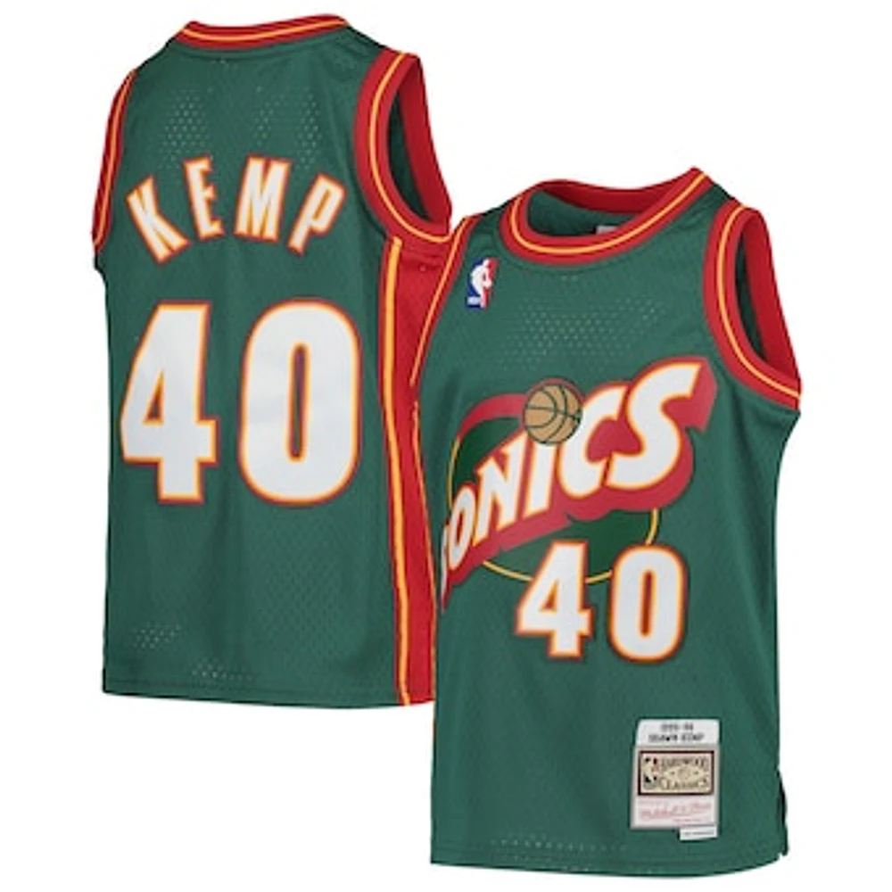 Youth Mitchell & Ness Shawn Kemp Green Seattle SuperSonics 1995/96 Hardwood Classics Swingman Throwback Jersey