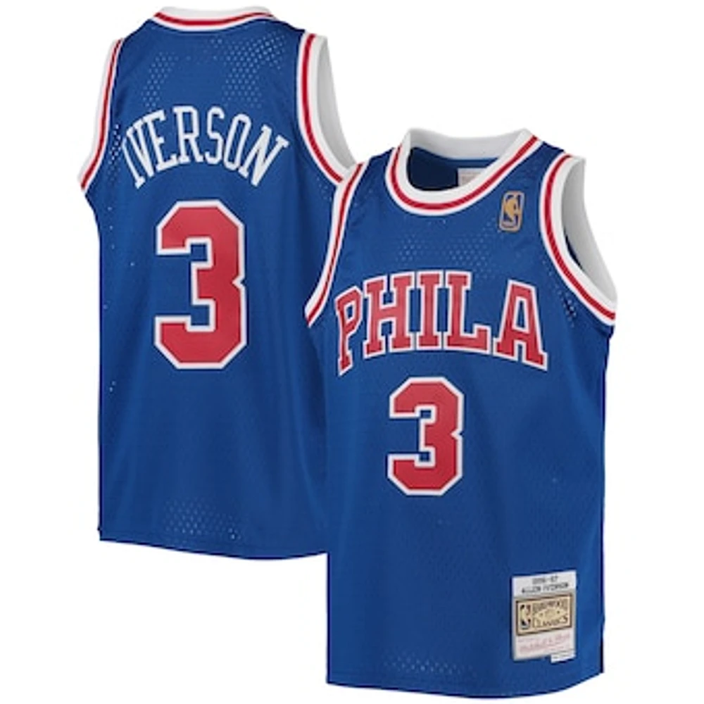 Youth Mitchell & Ness Allen Iverson Royal Philadelphia 76ers 1996/97 Hardwood Classics Swingman Throwback Jersey