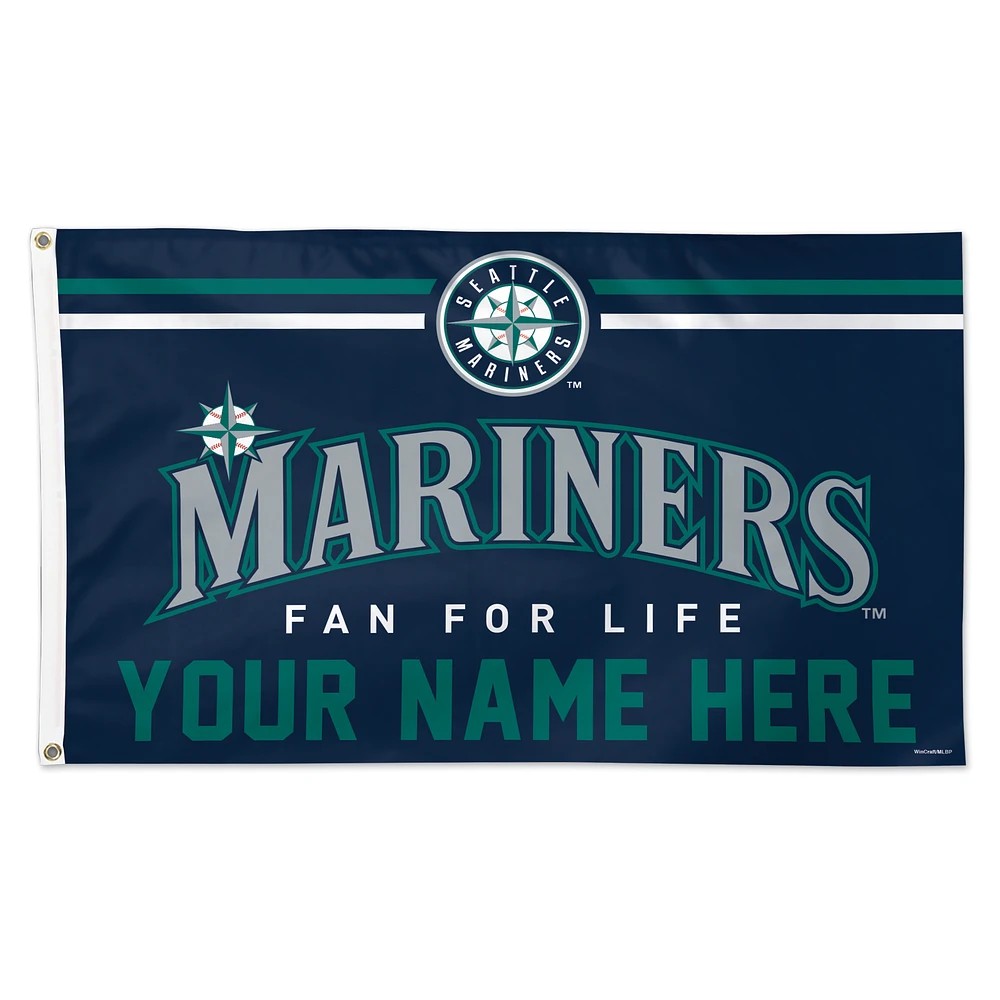 WinCraft Seattle Mariners 3' x 5' One-Sided Deluxe Personalized Flag