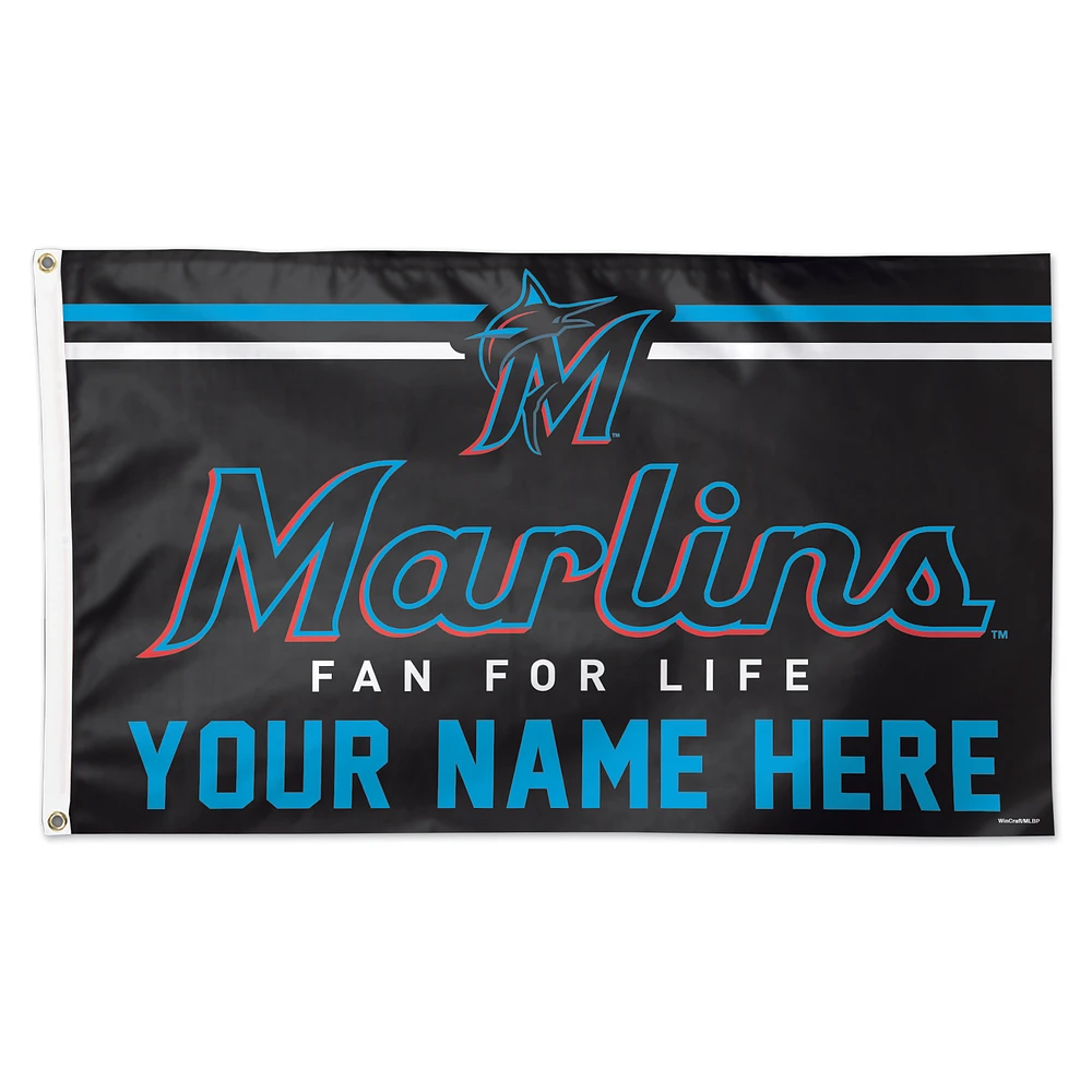 WinCraft Miami Marlins 3' x 5' One-Sided Deluxe Personalized Flag
