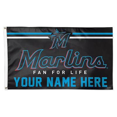 WinCraft Miami Marlins 3' x 5' One-Sided Deluxe Personalized Flag