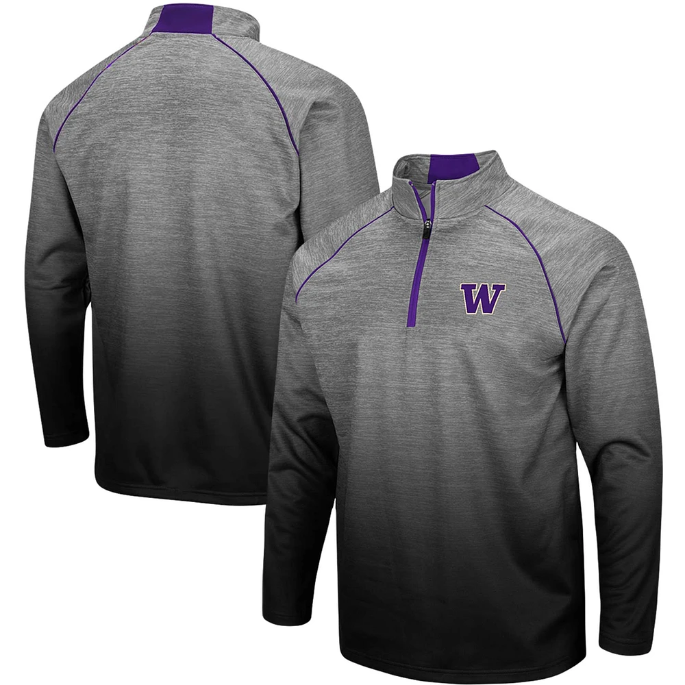 Men's Colosseum Heathered Gray Washington Huskies Sitwell Sublimated Quarter-Zip Pullover Jacket