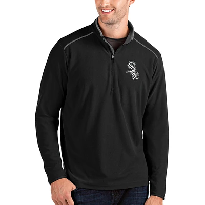 Men's Antigua Black Chicago White Sox Glacier Quarter-Zip Pullover Jacket