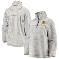 Women's G-III 4Her by Carl Banks Gray Chicago Blackhawks Sherpa Quarter-Zip Pullover Jacket