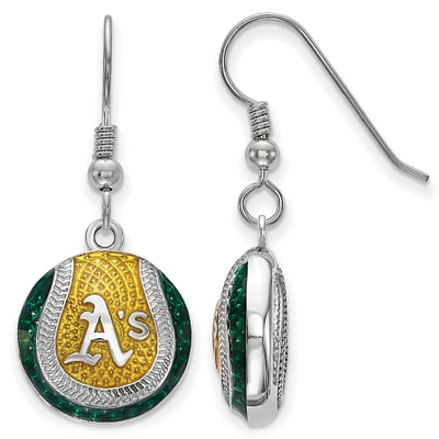 Women's Athletics Sterling Silver Enameled Baseball Earrings