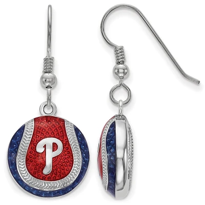 Women's Philadelphia Phillies Sterling Silver Enameled Baseball Earrings