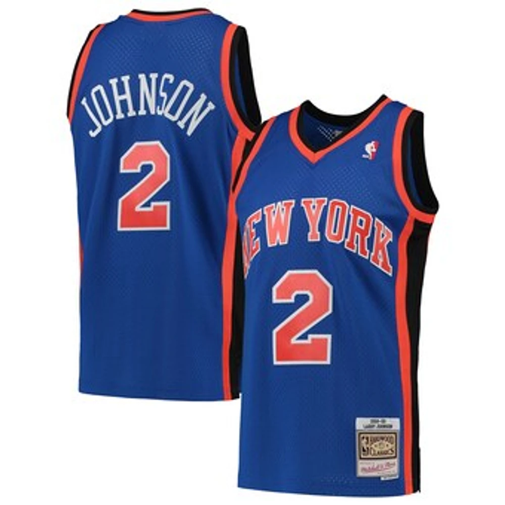 Men's Mitchell & Ness Larry Johnson Blue New York Knicks 1998/99 Hardwood Classics Swingman Jersey