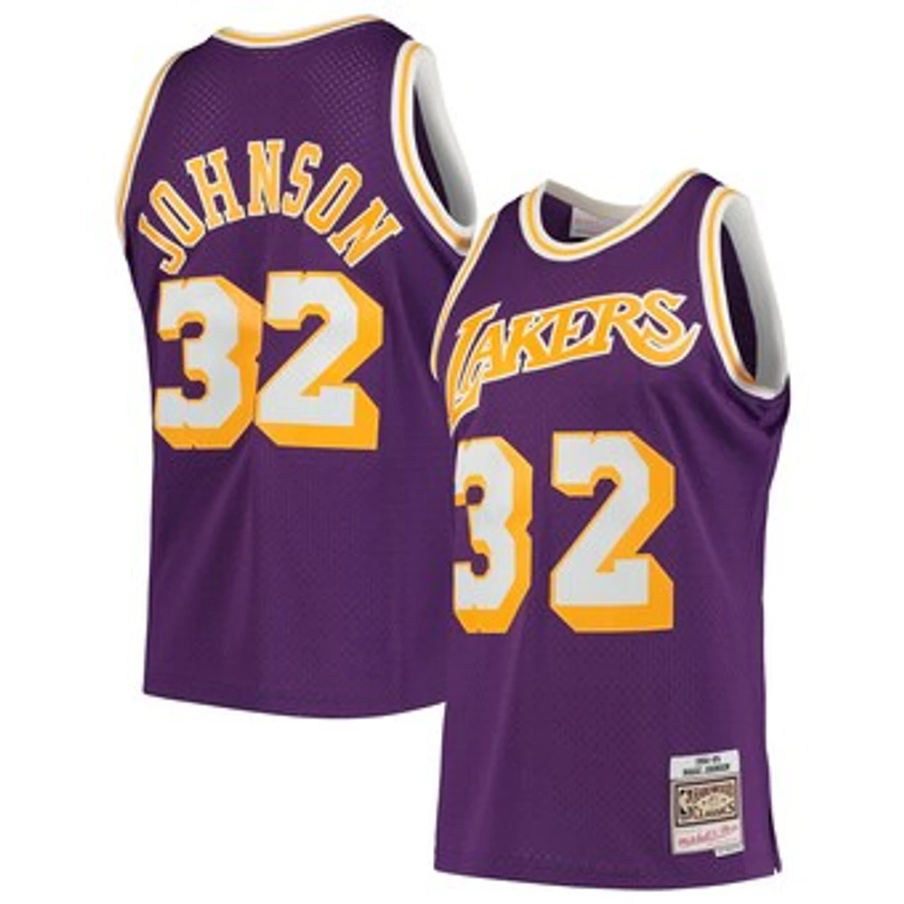 Men's Mitchell & Ness Magic Johnson Purple Los Angeles Lakers 1984/85 Hardwood Classics Swingman Jersey