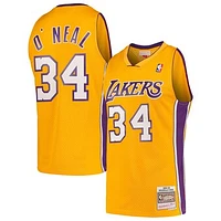 Men's Mitchell & Ness Shaquille O'Neal Gold Los Angeles Lakers Hardwood Classics Swingman Jersey