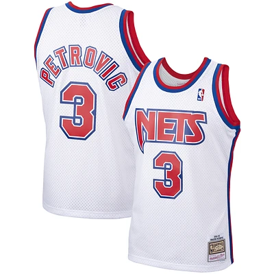 Men's Mitchell & Ness Drazen Petrovic White New Jersey Nets 1992/93 Hardwood Classics Swingman