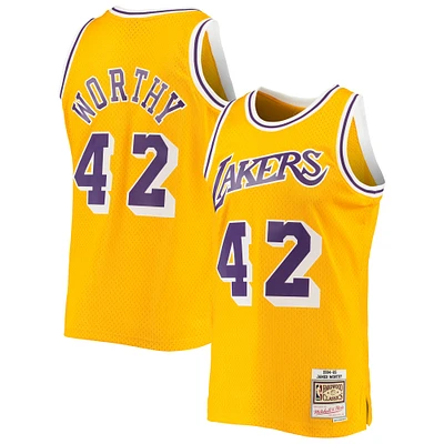 Men's Mitchell & Ness James Worthy Gold Los Angeles Lakers 1984/85 Hardwood Classics Swingman Jersey